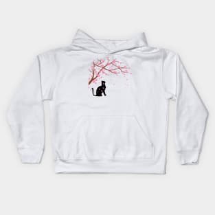 Cherry Blossom Black Cat Sakura Japanese Kids Hoodie